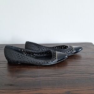 Calvin Klein Black Perforated Leather Flats